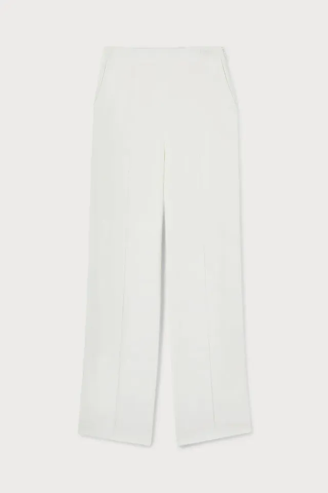 PORTS Pantaloni dritti vita alta bianchi viscosa