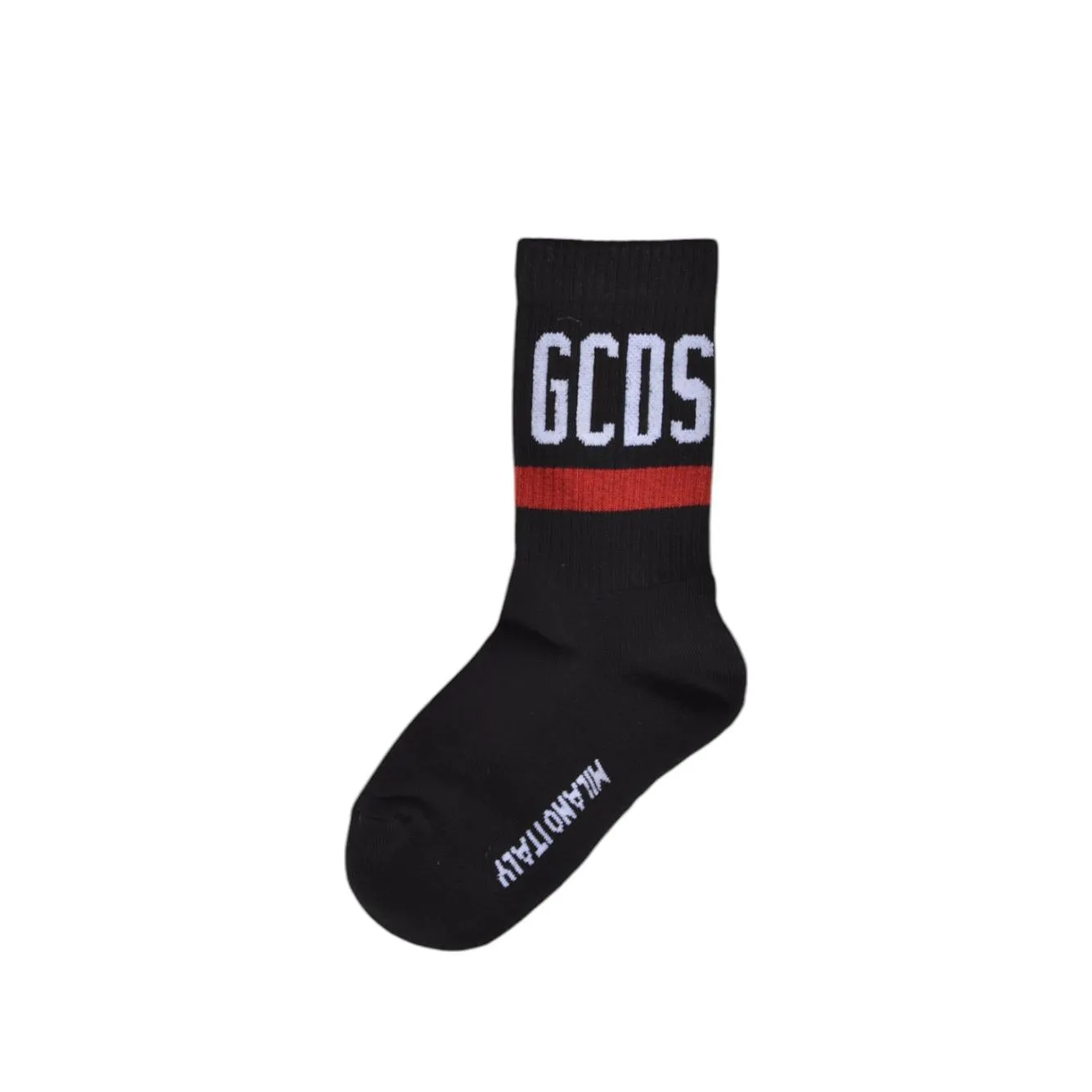 GCDS A2OU3800KC7 calzini neri cotone logo bianco