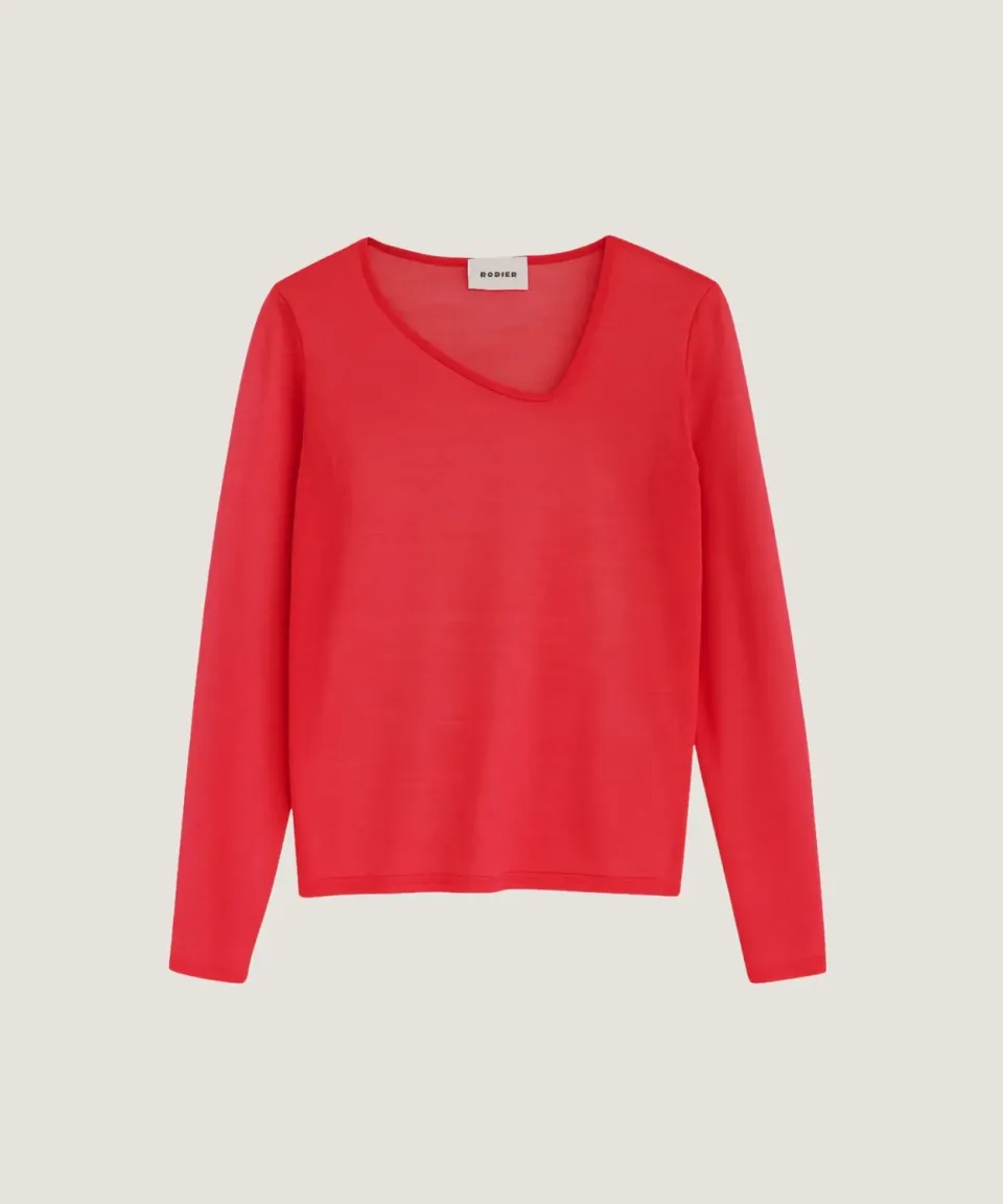Rodier Maglione collo asimmetrico maglione framboise S