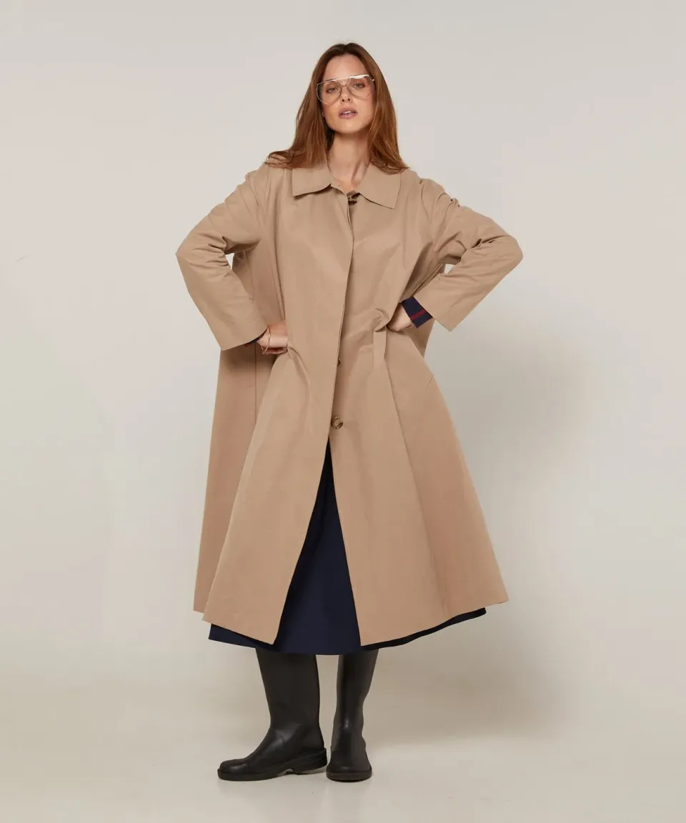 Rodier trench beige ampio lungo con cintura