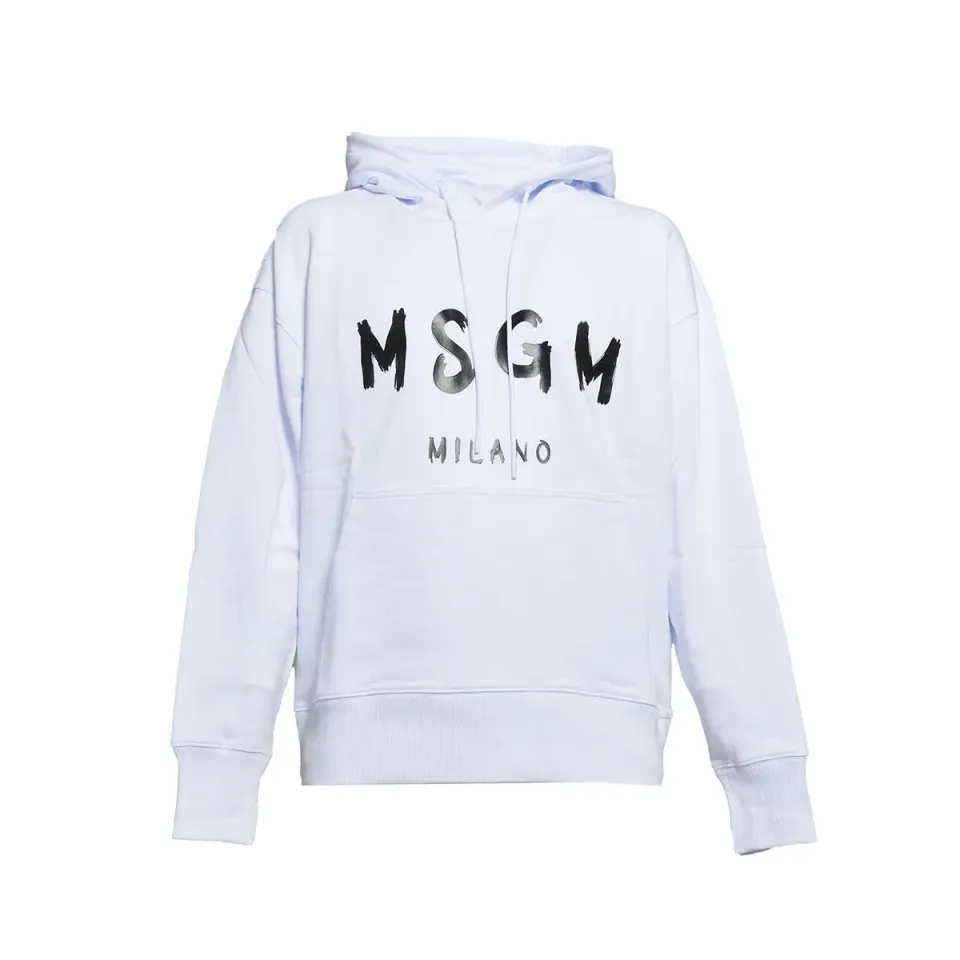 MSGM 2000MM515200000 felpa cappuccio bianca cotone