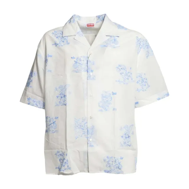 Kenzo FG55CH1359EG camicia hawaiana bianco azzurro