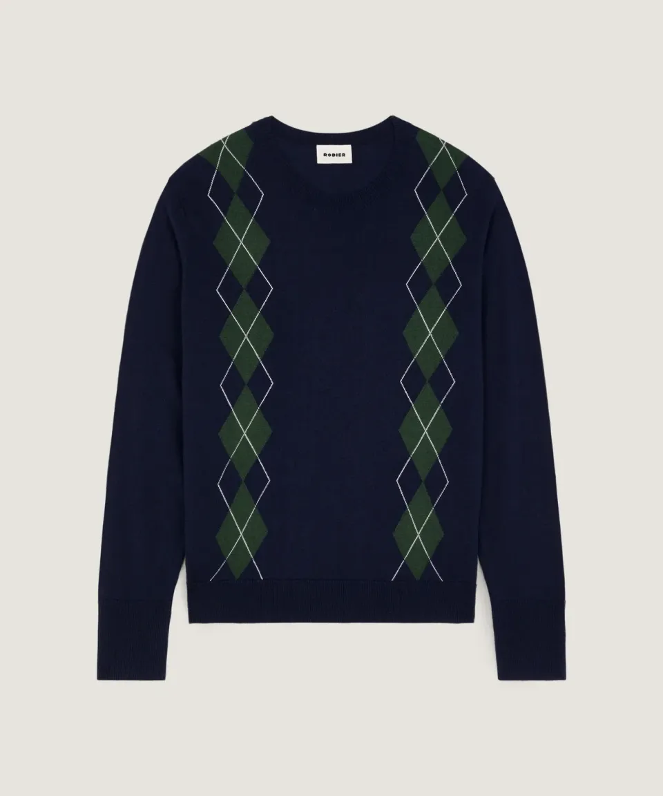 Rodier Maglione jacquard girocollo maglione blu navy L
