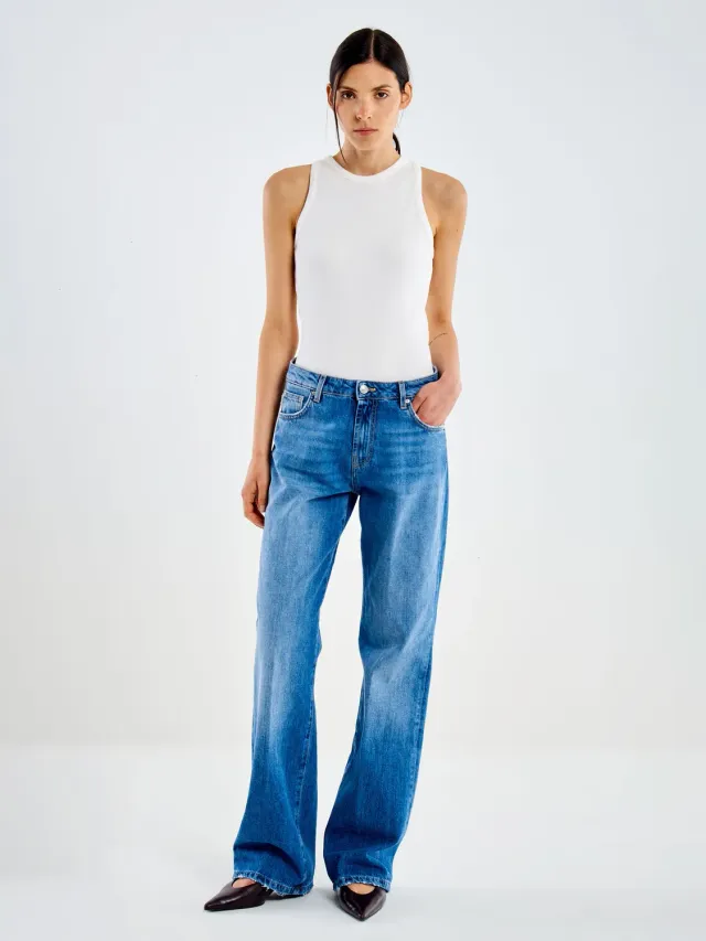 Vicolo Icon Alex jeans blu relaxed in denim con rotture