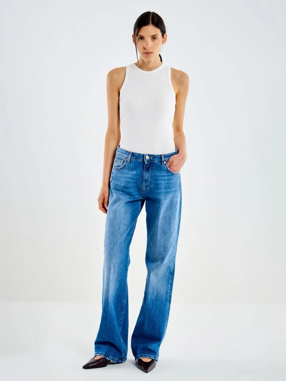 Vicolo Icon Alex jeans blu relaxed in denim con rotture
