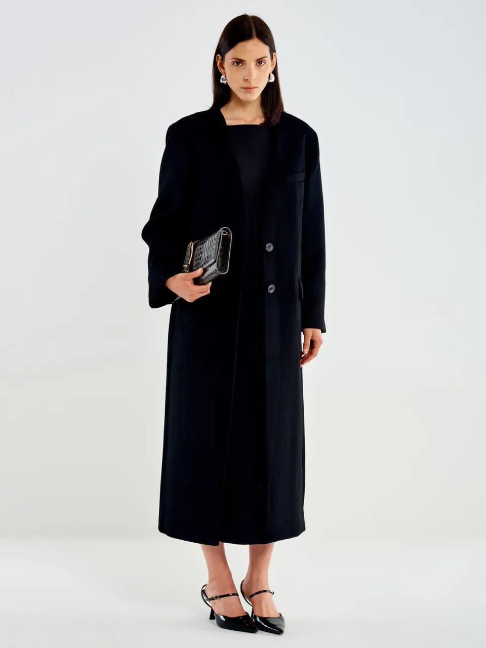 Vicolo cappotto lungo senza reverse nero S