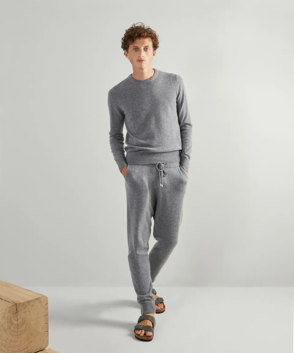 Rodier maglione girocollo cashmere uomo grigio medio 100%