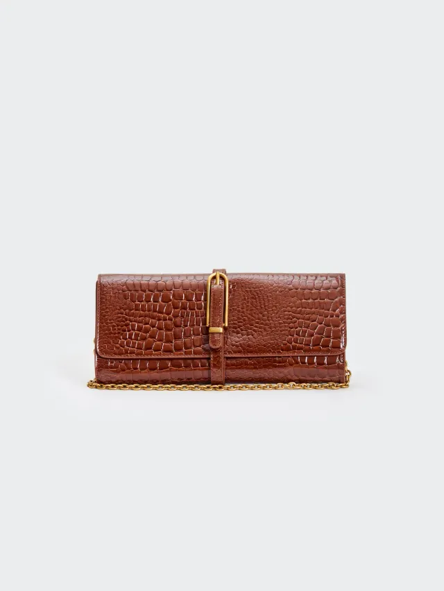 Vicolo Shibuya Belted Maxi pochette moka ecopelle cocco