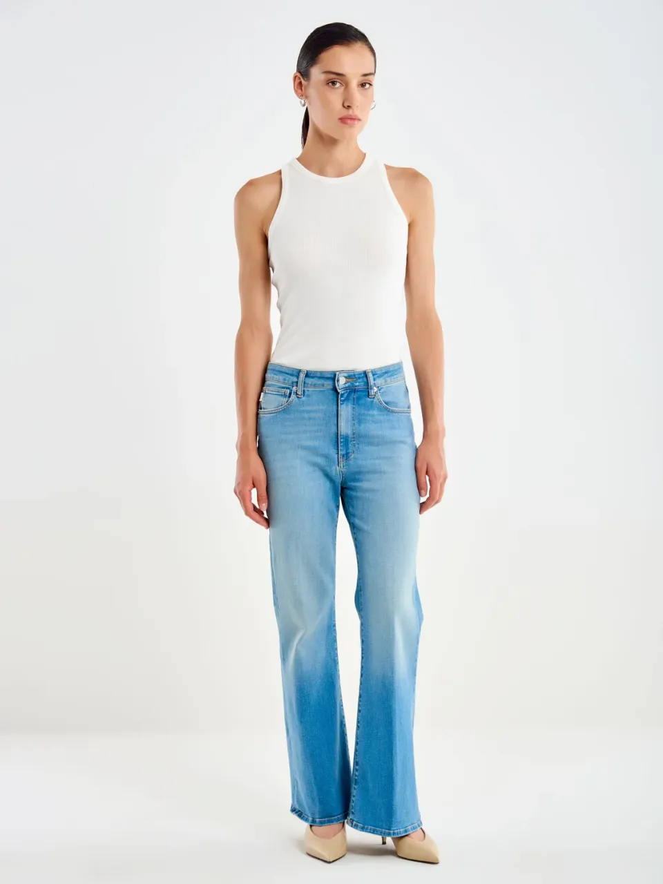 Vicolo Jeans Shanti flare blu denim elasticizzato
