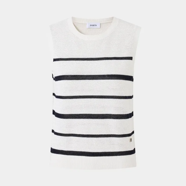 PORTS LQ8K805VKD032 top righe cream stripe cotone