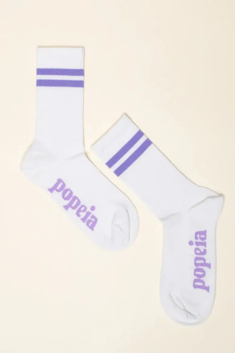 Popeia Tennis calzini cotone viola a righe