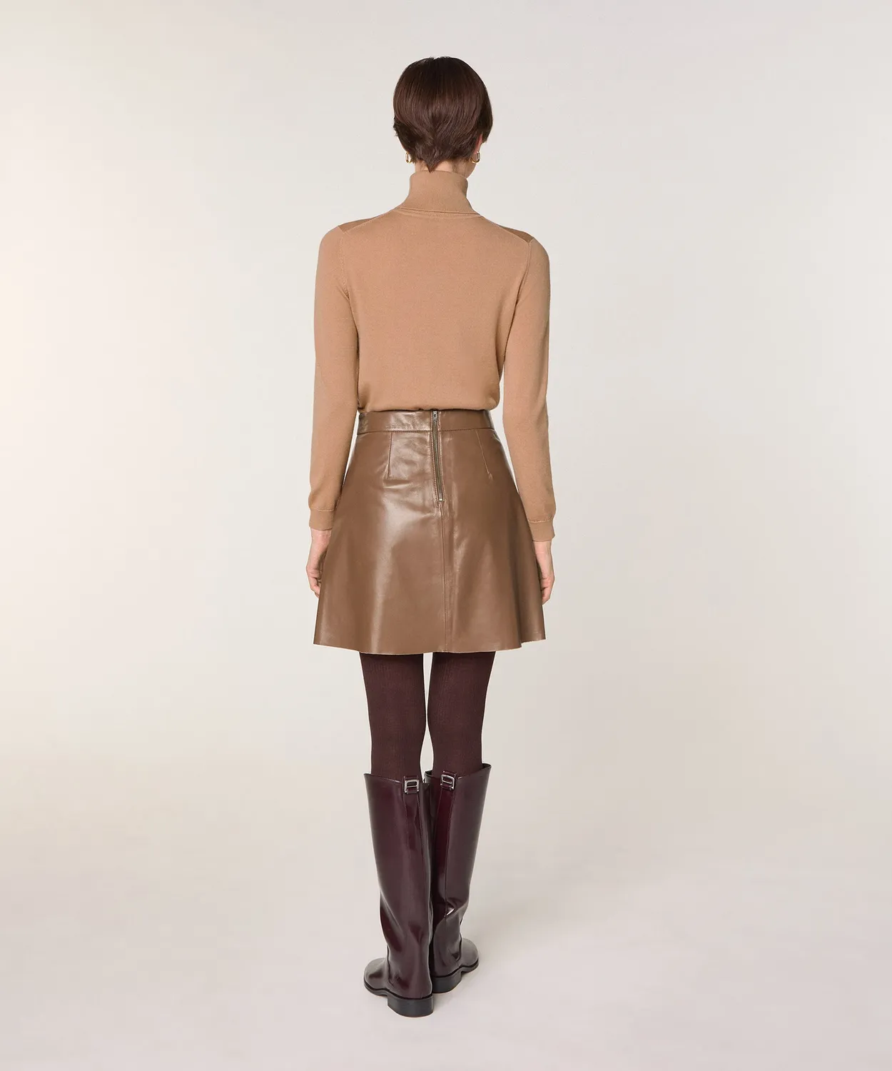 Rodier Maglione dolcevita lana merino camel traspirante