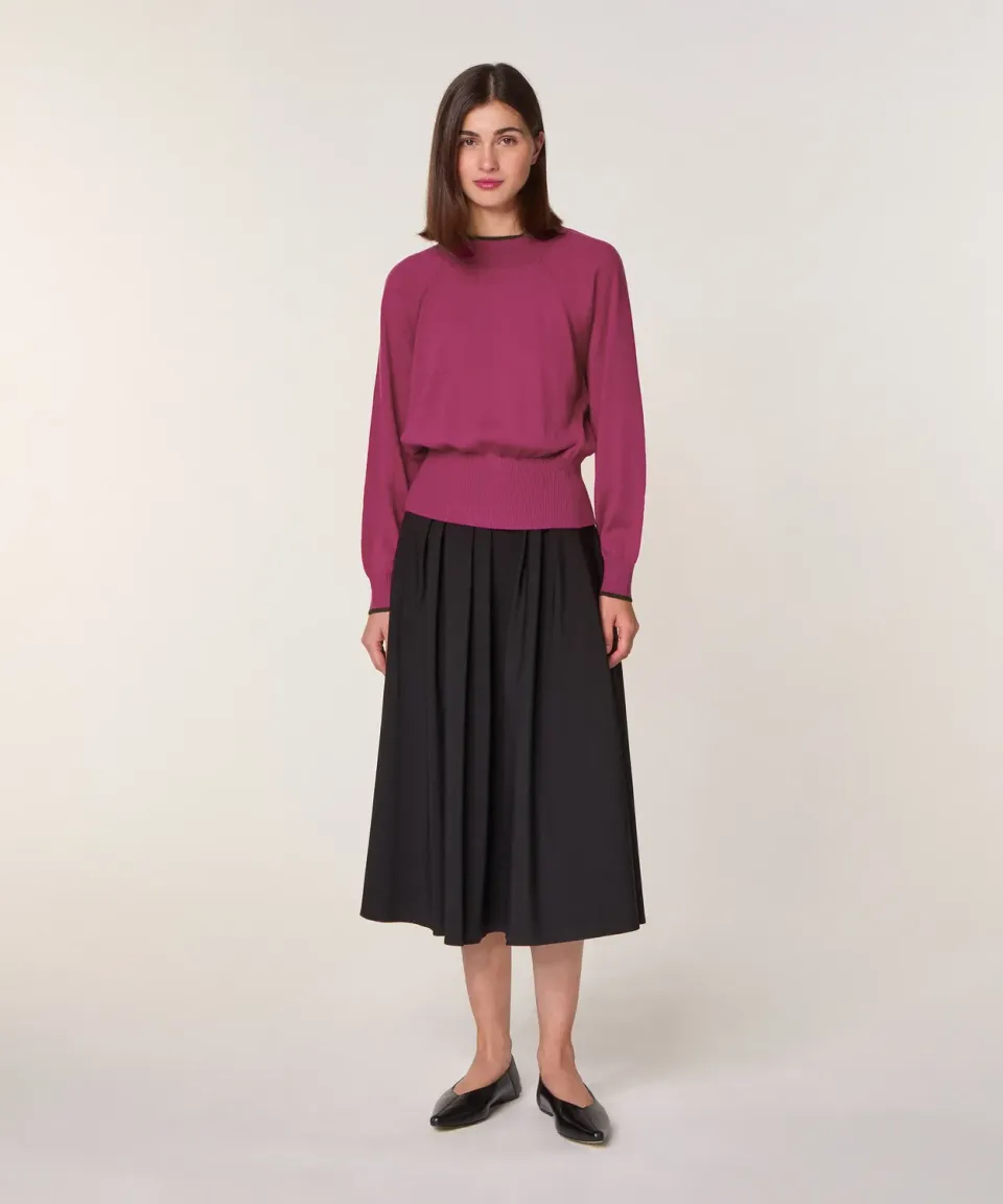 Rodier maglia girocollo lana merino fucsia 100% merino