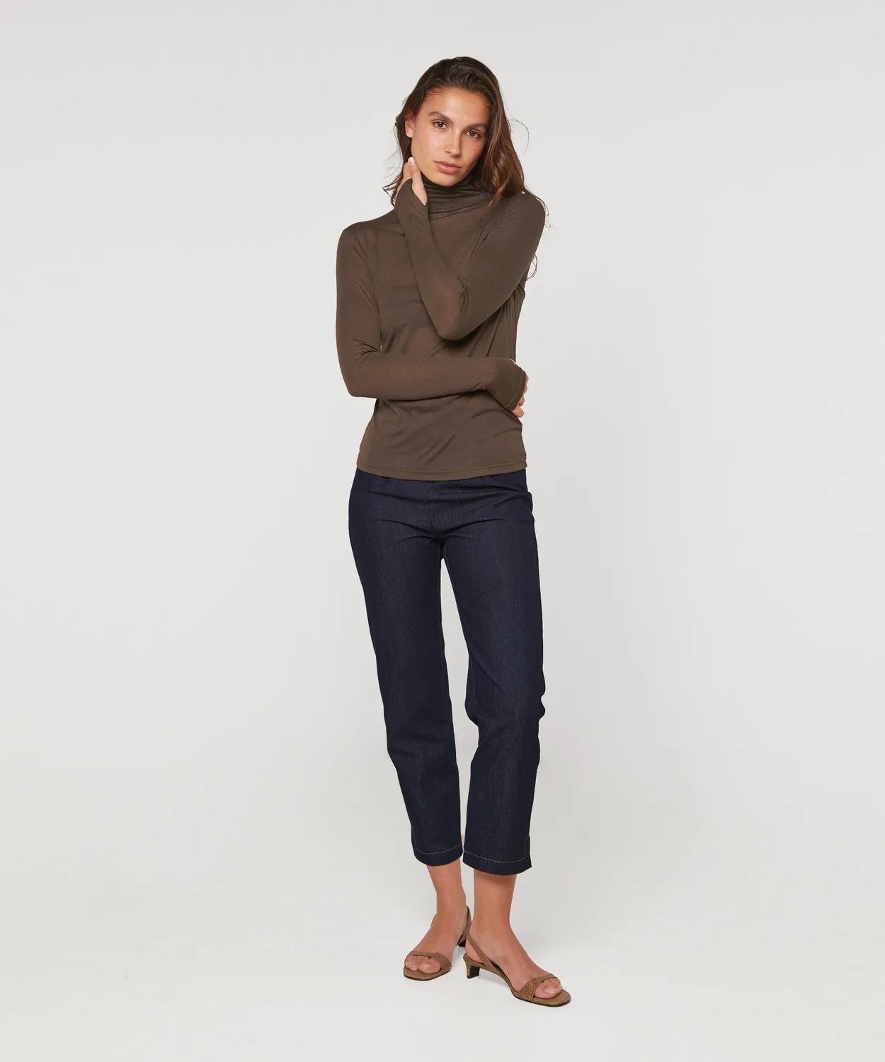 Rodier t-shirt collo alto marrone donna
