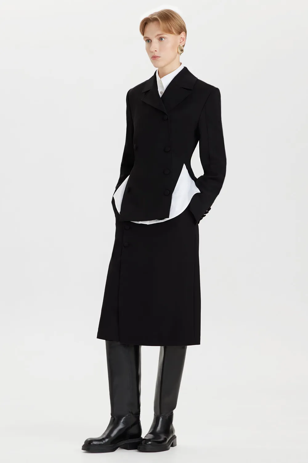 Ports Wool Buttoned Wrap Gonna Midi Nera Lana