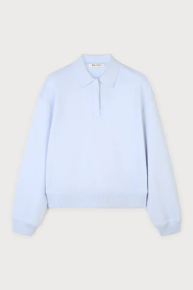 PORTS 1961 polo felpa blu xenon collo polo boxy