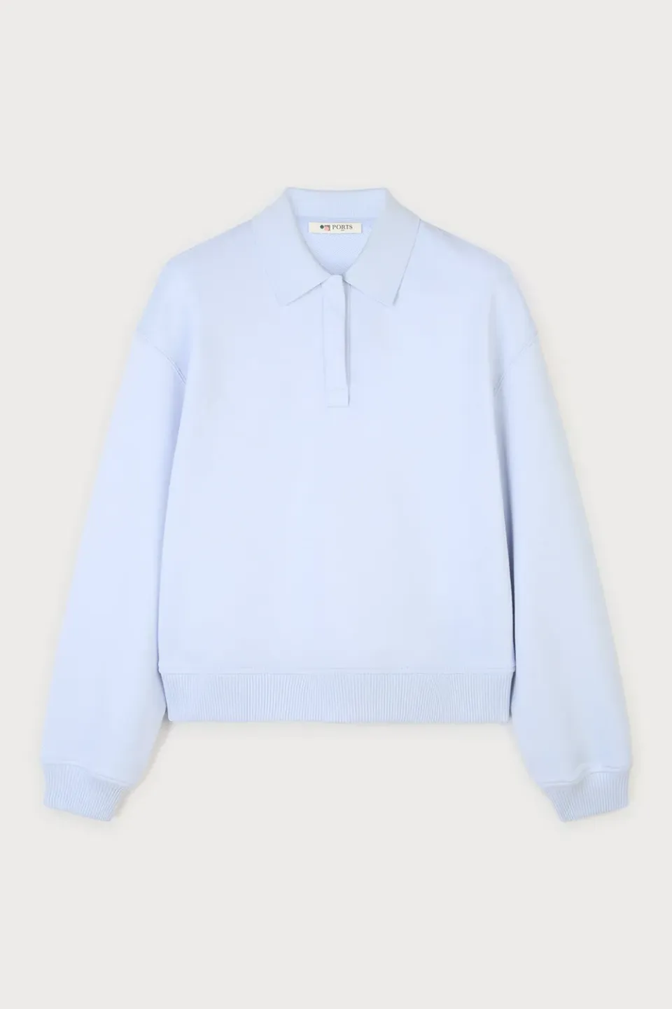 PORTS 1961 polo felpa blu xenon collo polo boxy