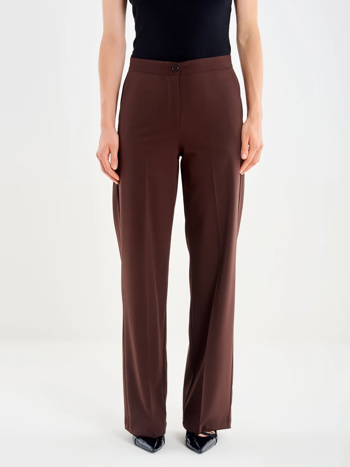 VICOLO Pantalone Palazzo Fondente Piega Stirata XS