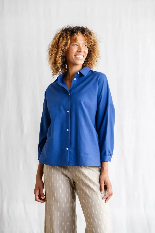 Jyoti Mayank Cobalt Blue blusa cotone bio