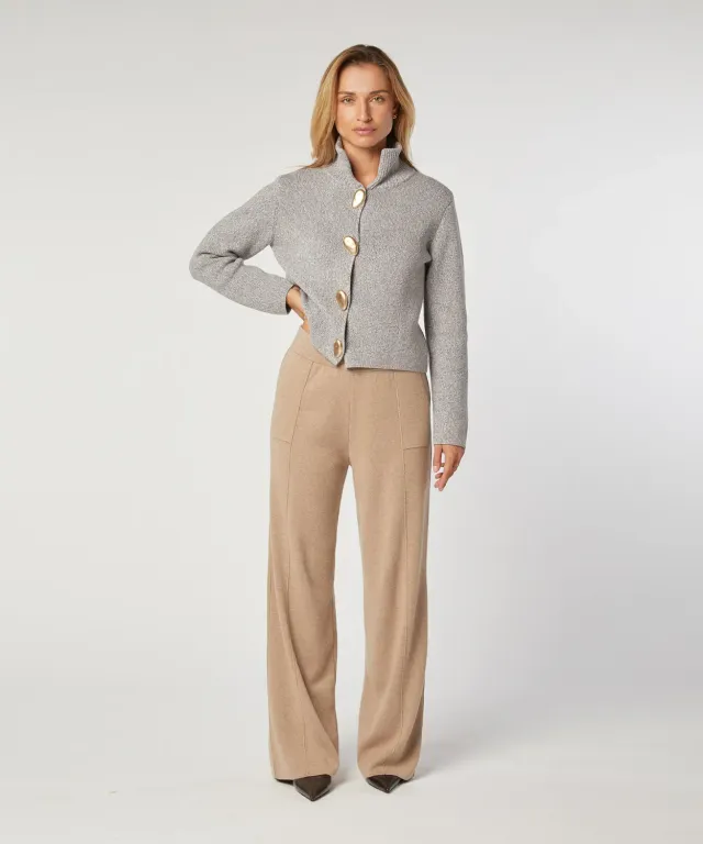 Rodier pantaloni maglia gamba larga beige