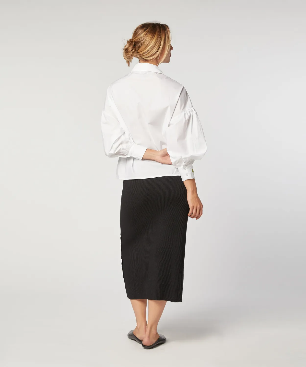 Rodier camicia cotone bianca ricamo quadrifoglio oversize