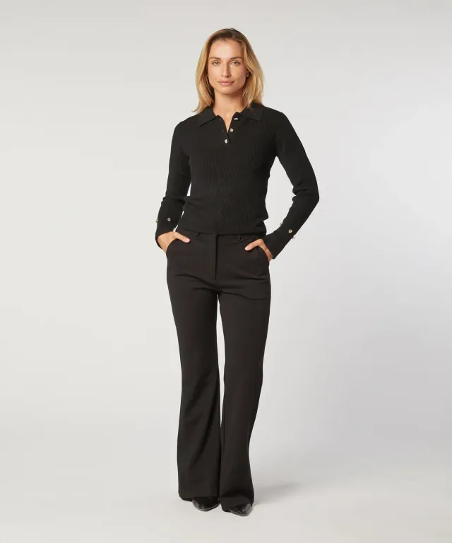 Rodier Milano pantaloni svasati nero vita alta