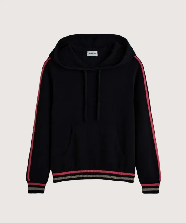 Rodier Maglione con Cappuccio in Cashmere Nero 100%