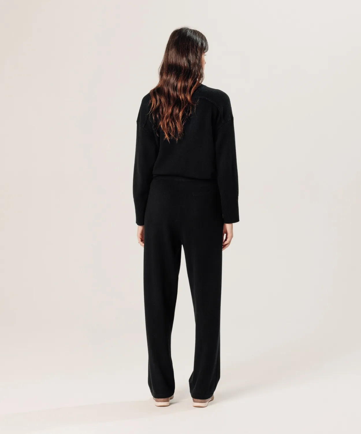 Rodier Pantaloni Jogging Cashmere Ampi Neri