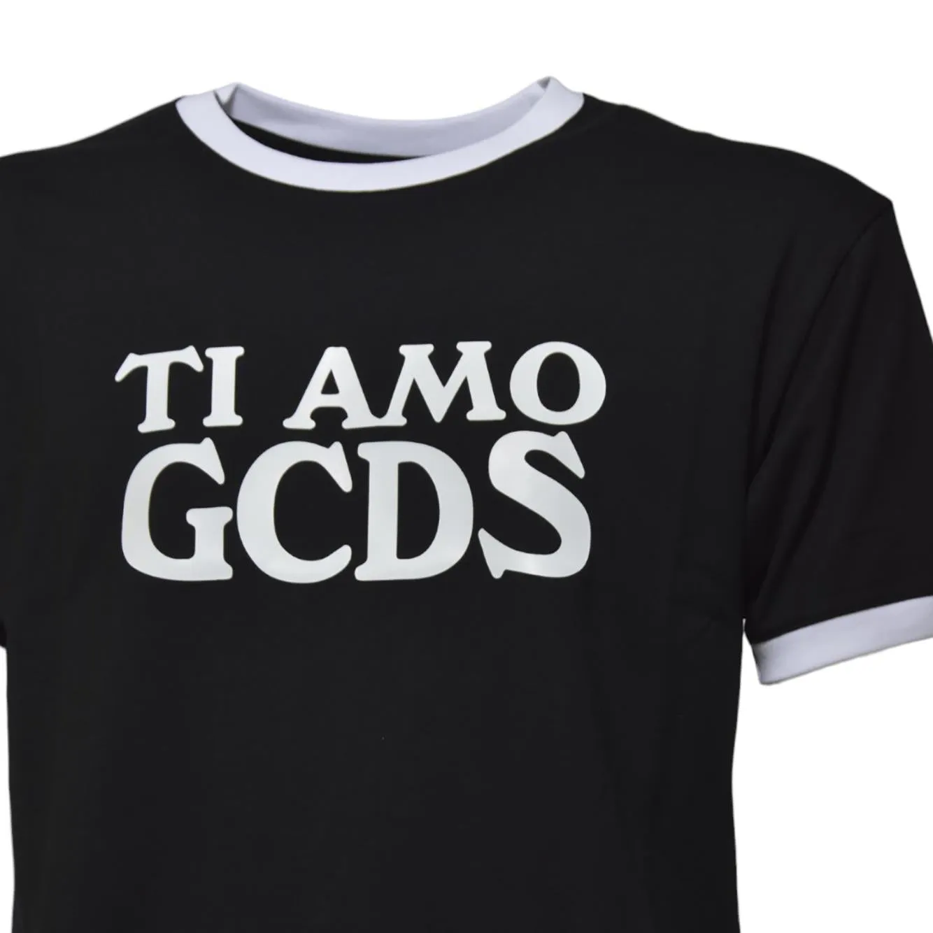 GCDS Ti Amo A2OU2308JG4 t-shirt cropped nera cotone