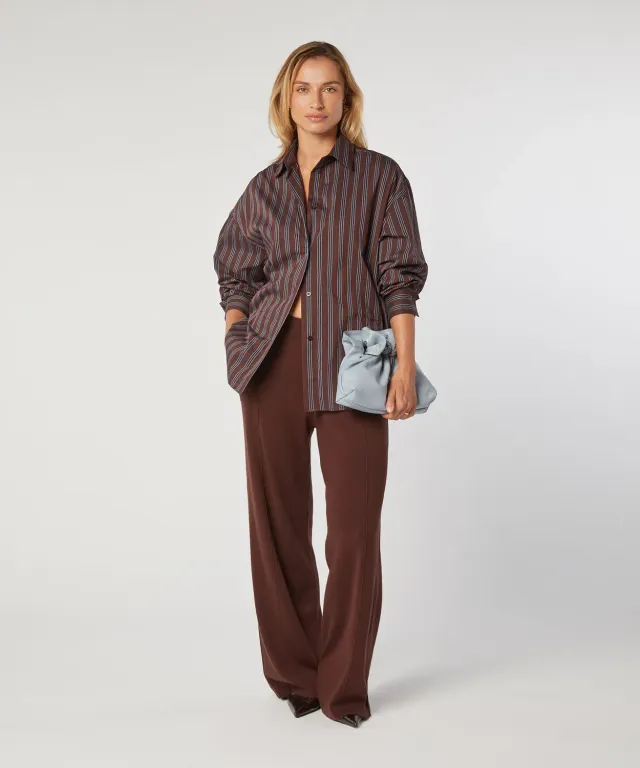 Rodier Camicia Oversize a Righe Marrone Cotone