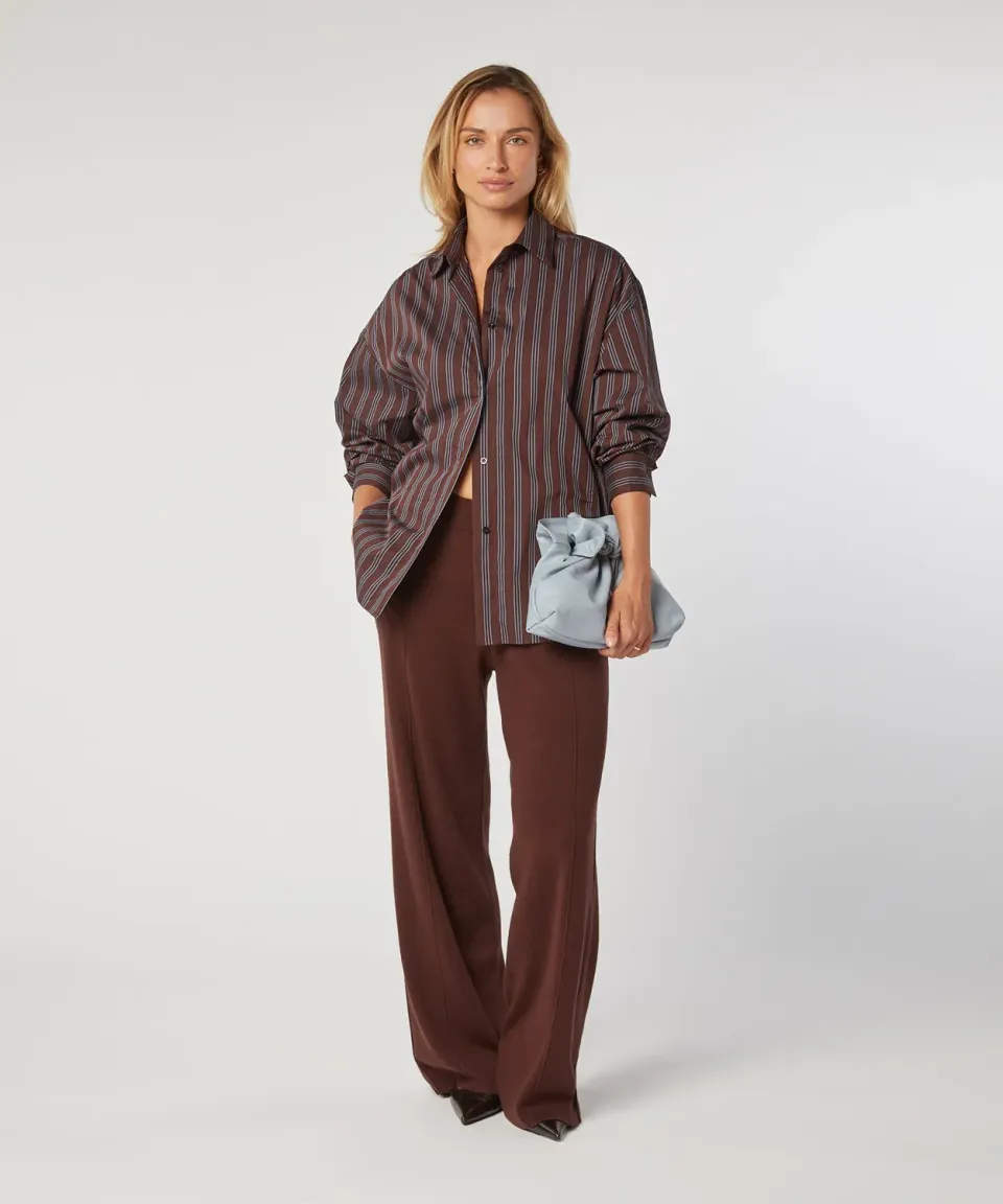 Rodier Camicia Oversize a Righe Marrone Cotone