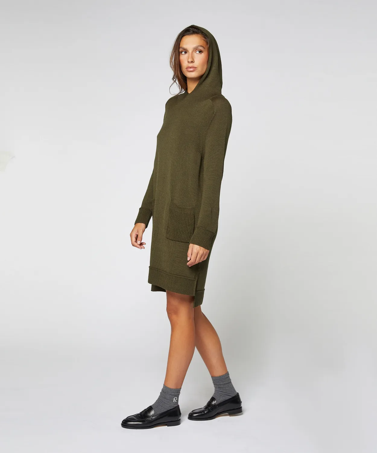 Rodier Abito maglione con cappuccio kaki S-XL