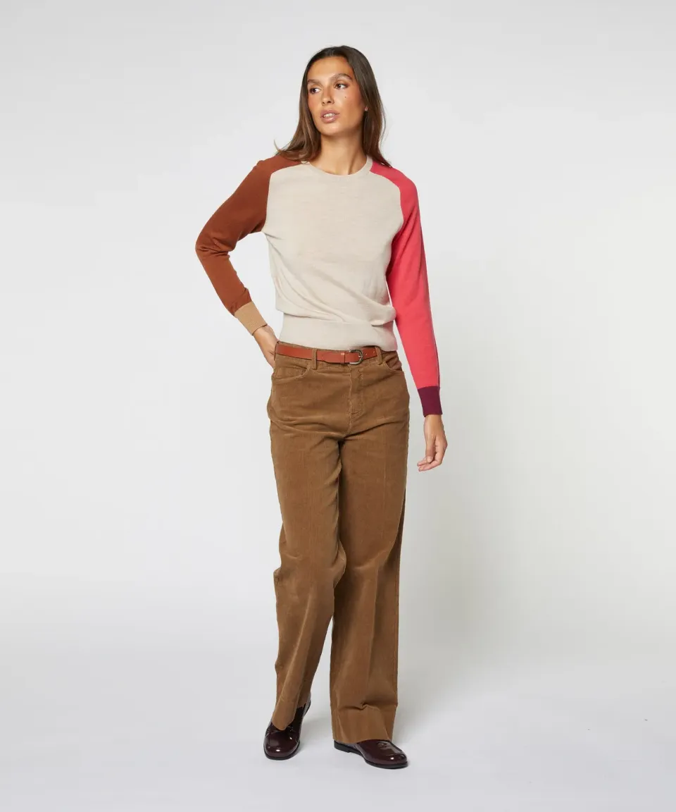 Rodier maglione girocollo merino avorio color block