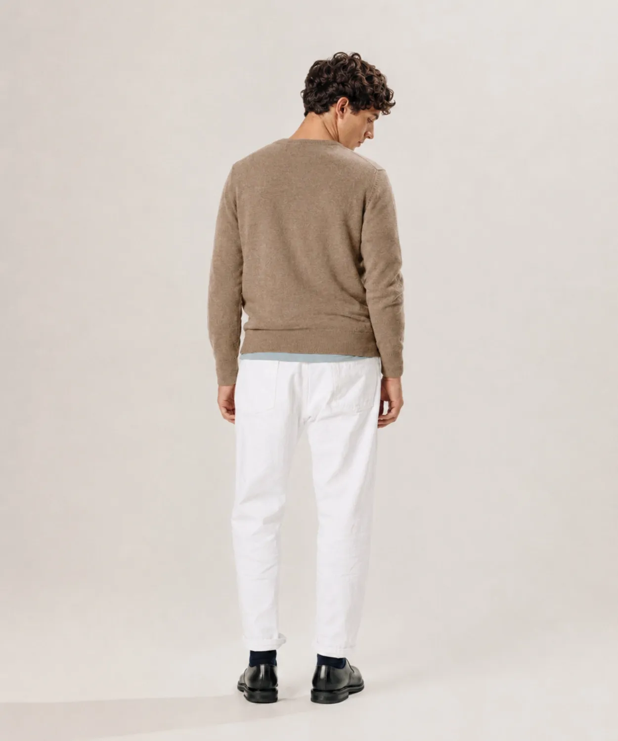Rodier Maglione girocollo lana merino cammello uomo