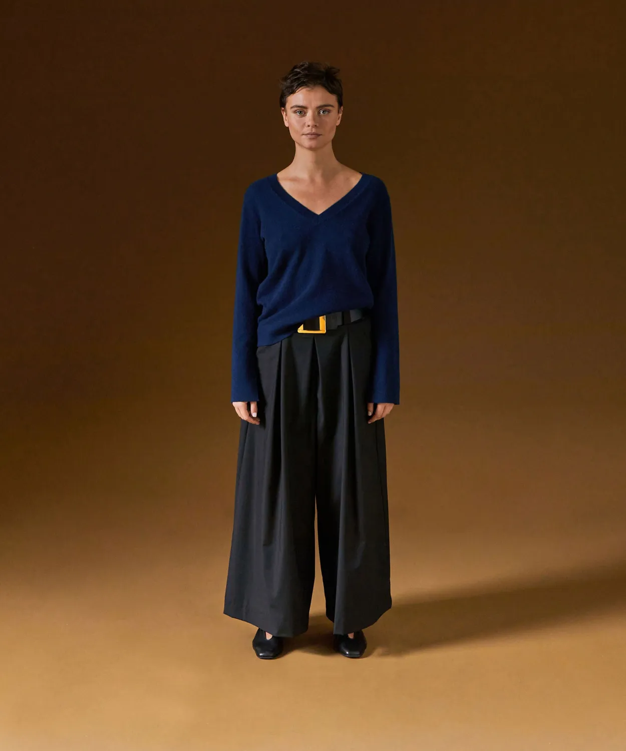 Rodier maglione scollo a V blu navy 100% cashmere