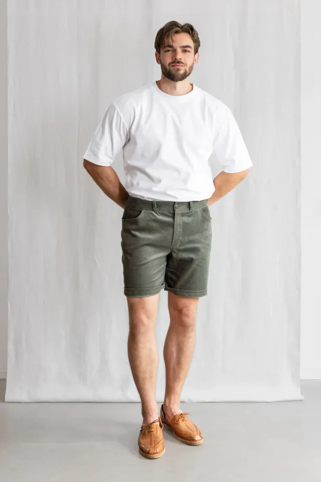 Jyoti Gauri shorts velluto cotone pistacchio