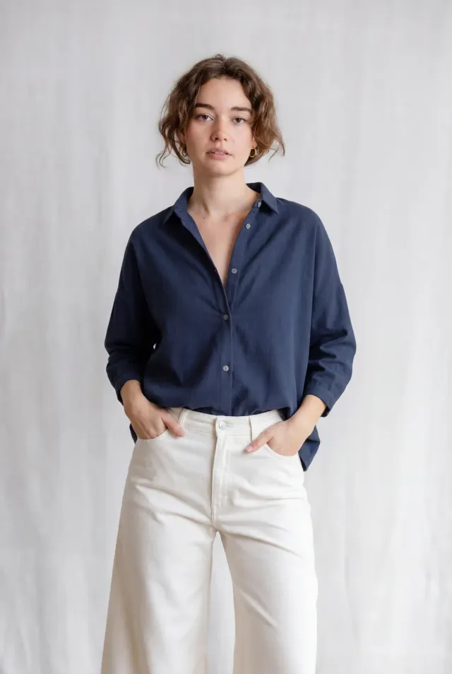 Jyoti Mayank camicia donna flanella grigio-azzurro