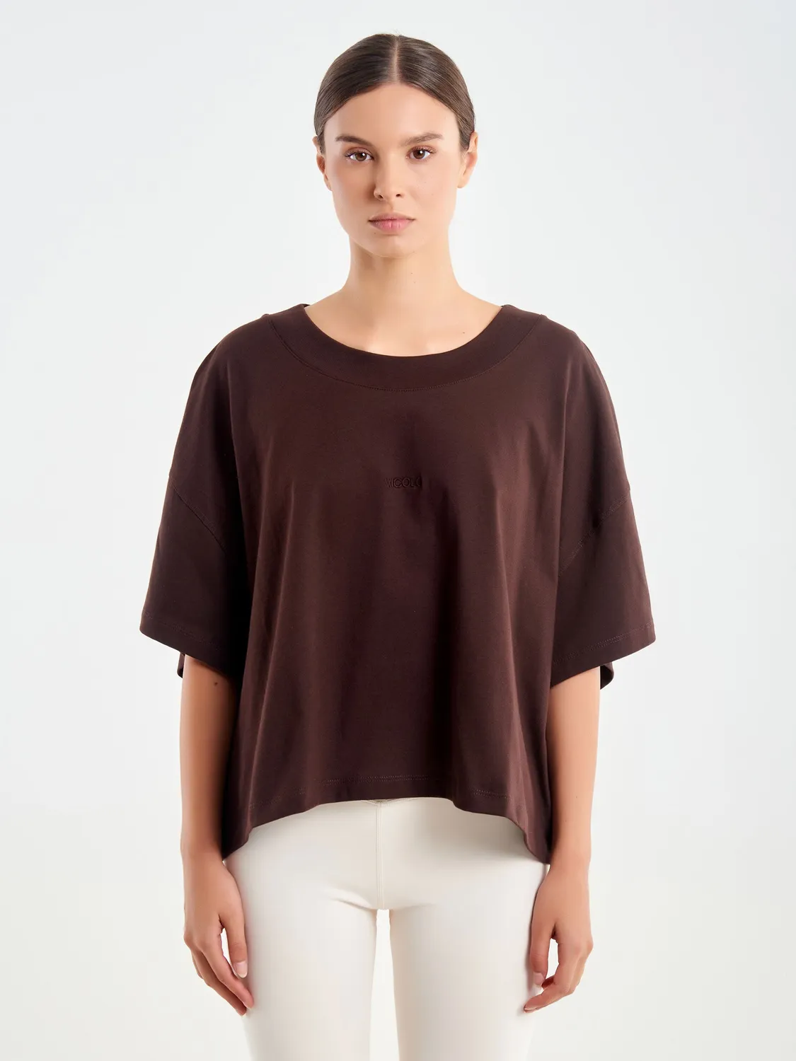 Vicolo T-Shirt Over Ricamo jersey fondente unica