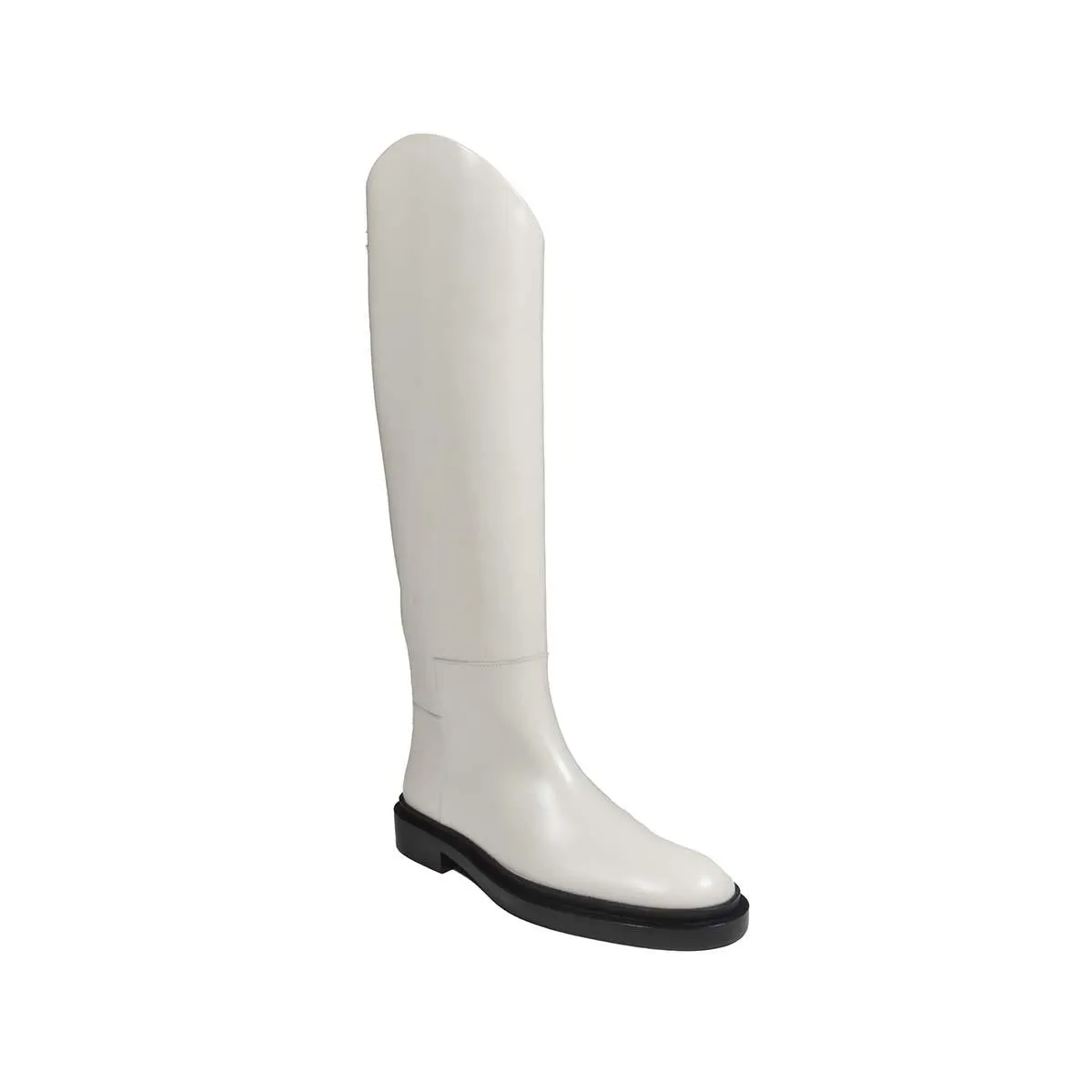 Jil Sander J15WW0020PS361 stivali pelle bianco tacco basso
