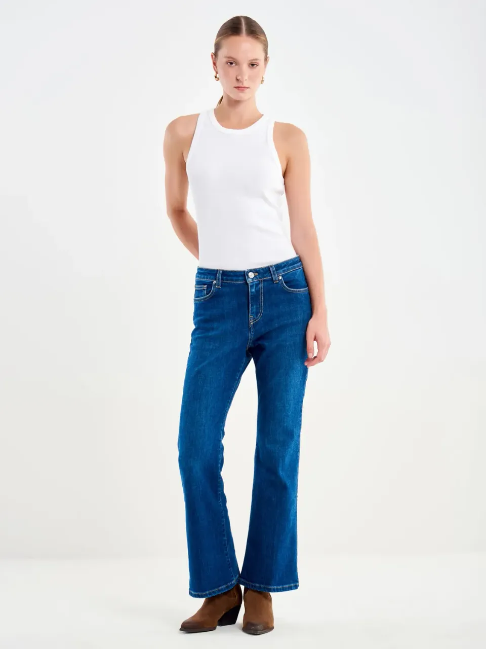 VICOLO Gisele Boot Cut jeans flare blu vita media elasticizzato
