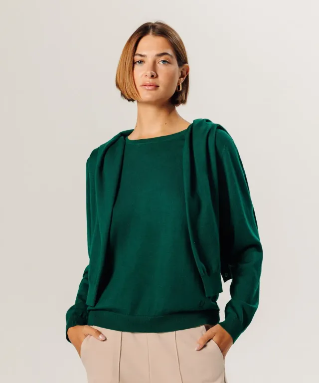 Rodier Maglione girocollo maglione verde inglese merino