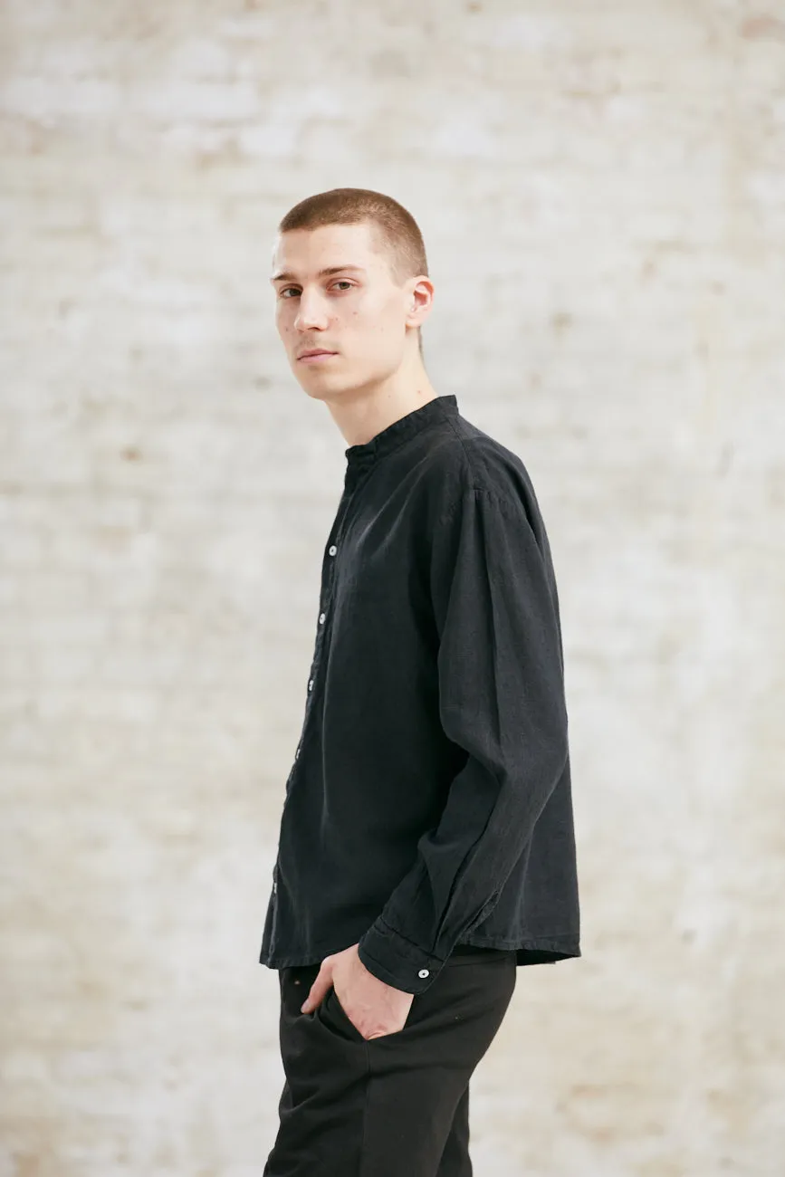 Jyoti Fair Works Harish camicia uomo nera canapa tencel