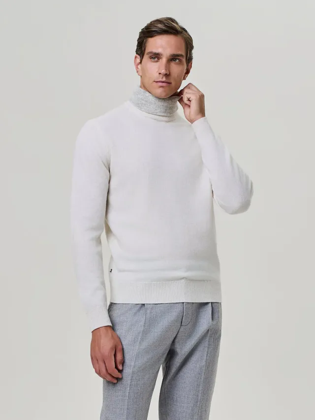 Paul Taylor Dolcevita Doppio Collo Cashmere Bianco