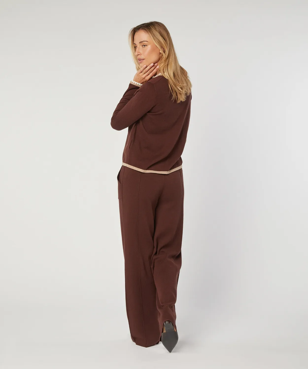 Rodier pullover girocollo maglia fine marrone