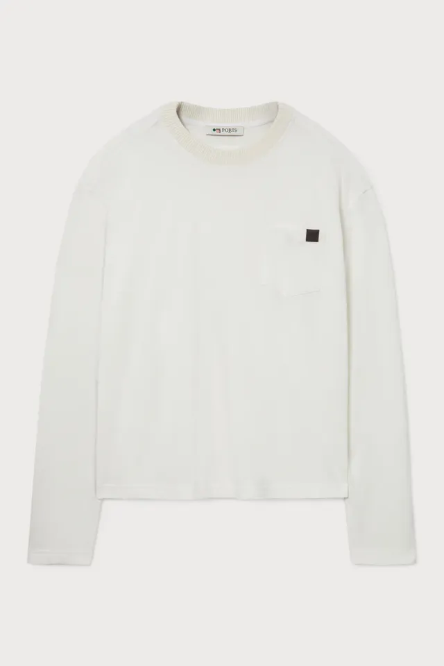 Ports Cotton Silk t-shirt cotone seta crema manica lunga S