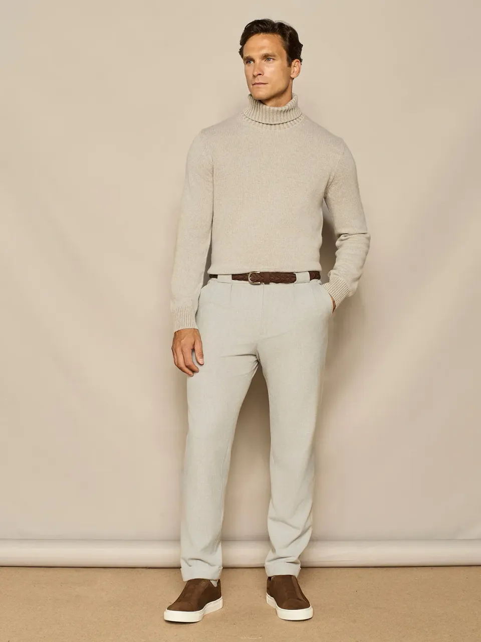 Paul Taylor Pantalone Wide Fit Doppia Pinces Grigio Chiaro