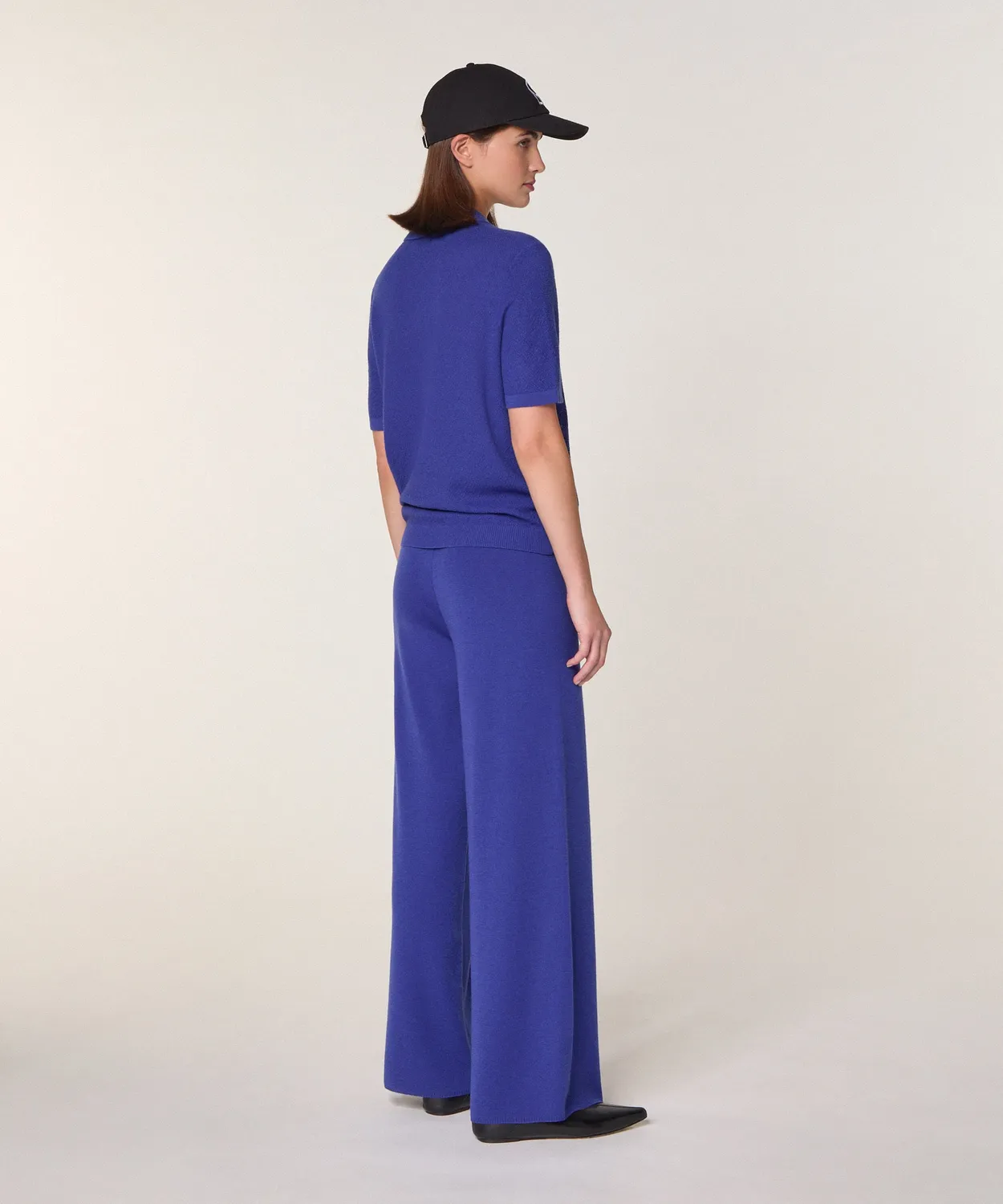 Rodier Polo lana merino ricamata blu oltremare