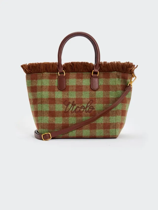 Vicolo Borsa Bristol marrone menta quadri