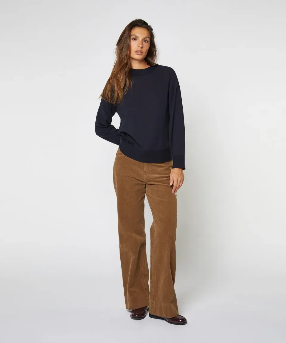 Rodier Maglione merino girocollo maniche lunghe blu marino