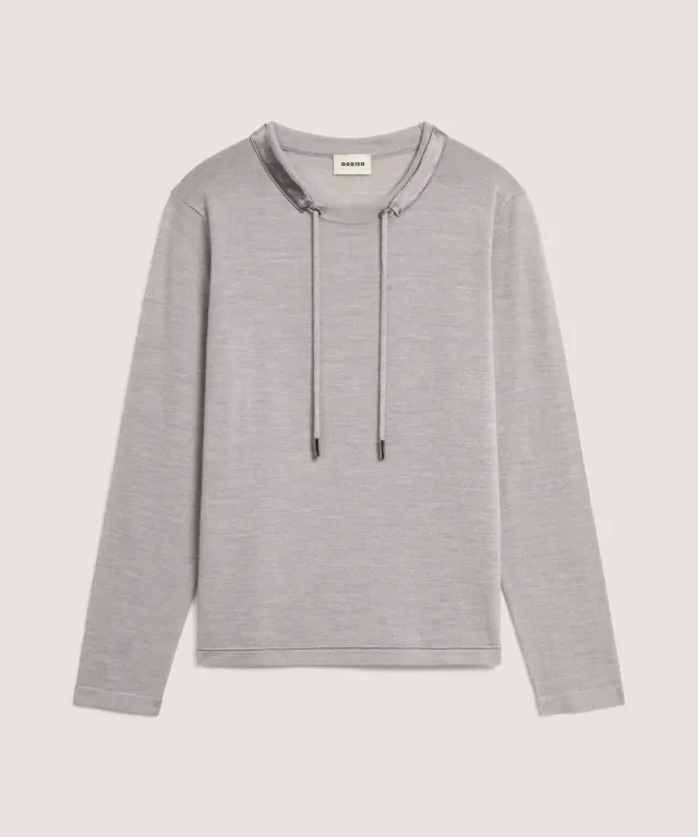 Rodier Maglione girocollo lana merino grigio chiaro maglia fine